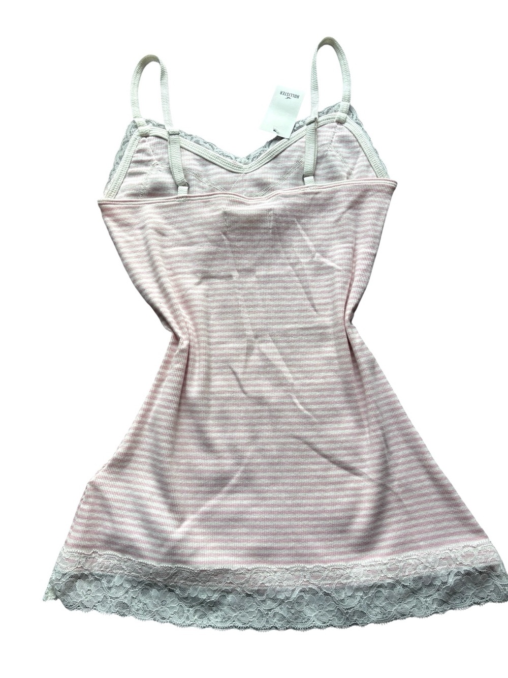 NWT Hollister Cami Bundle Lace-Trim Chocolate Brown Pink White Stripes Y2K S - Picture 7 of 8